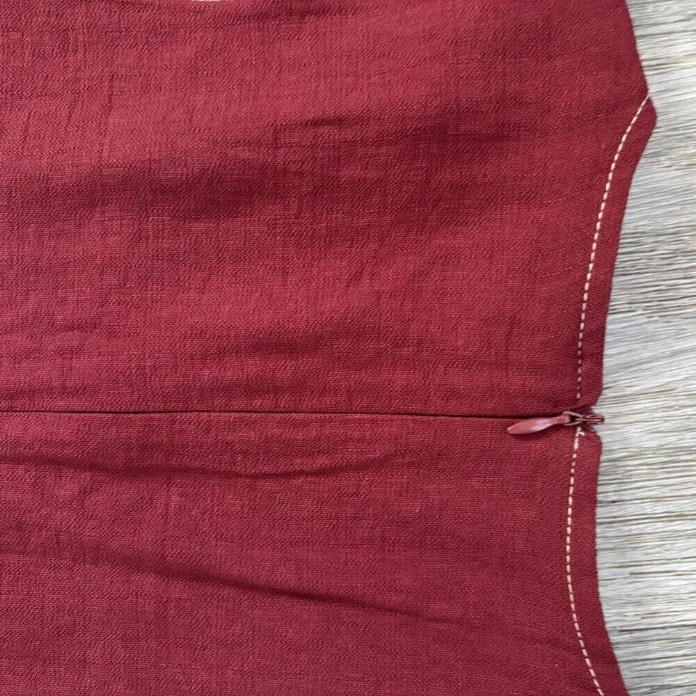 MANGO Women's Burgundy Belted Jumpsuit Small V Neck Viscose S nwt - Picture 5 of 8